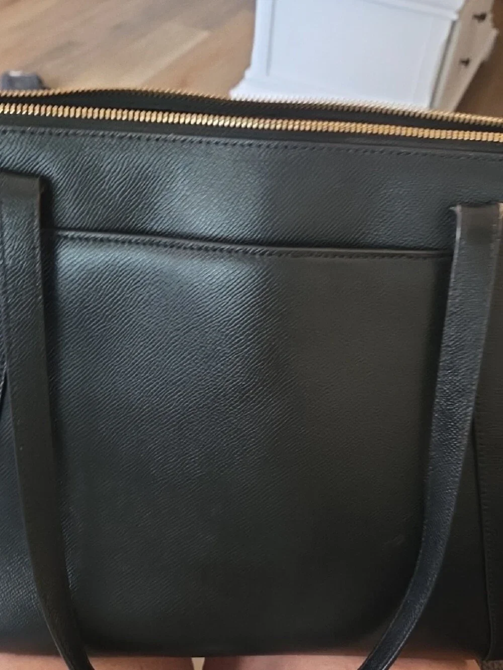 Michael Kors Black Leather Tote Bag with Gold Hardware